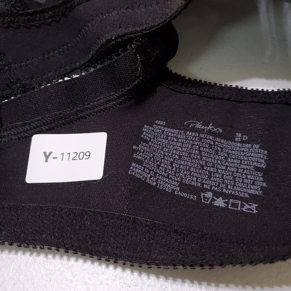 Sujetador Playtex Mujer 38D Negro Floral Malla Sin Forro Correas Ajustables Foto 2 de 4