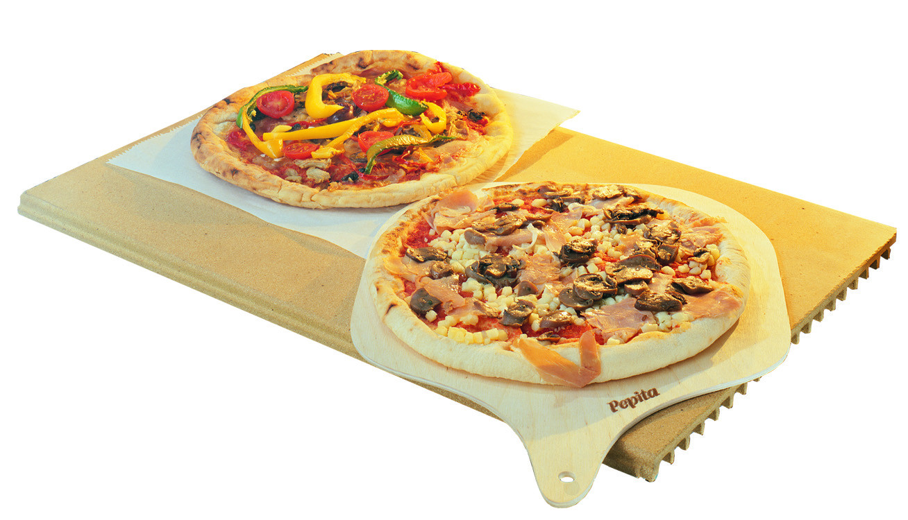 Pietra Refrattaria per Pizza Forno e BBQ con Pala e Ricettario - Set Top