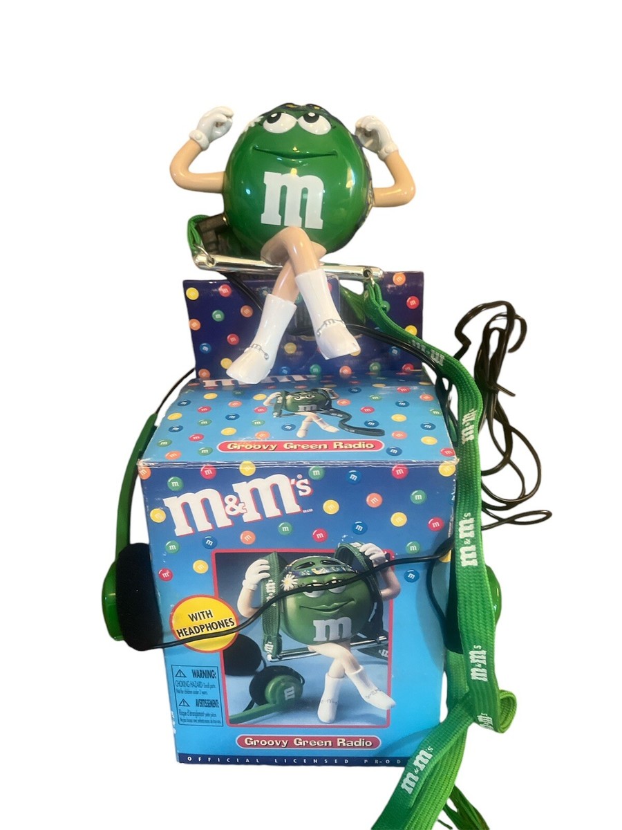 Vtg M&M's Groovy Green AM/FM Radio Speaker With Head Phones Y2K