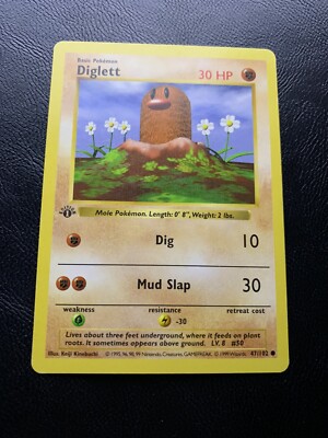 Pokemon Diglett (47/102) 1st Edition Shadowless Base Set LP | eBay