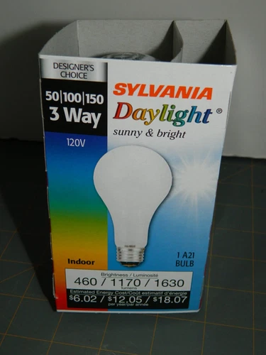 NEW Sylvania Daylight - 3 Way - Light Bulb - 50/100/150  A21 NOS NIB FREE SHIP