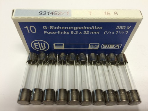 SIBA 70 059 61 189100 16A TimeLag Slow Blow Glass Fuse 6x32mm 250V x5/10 JPSF375 - Picture 4 of 4