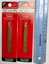 2 Revlon Square Microfine Tip Professional Tweezer MADE IN USA 2530-38 Pl Read