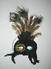 Vintage 1980's Mardi Gras Feather Mask - Excellent Condition