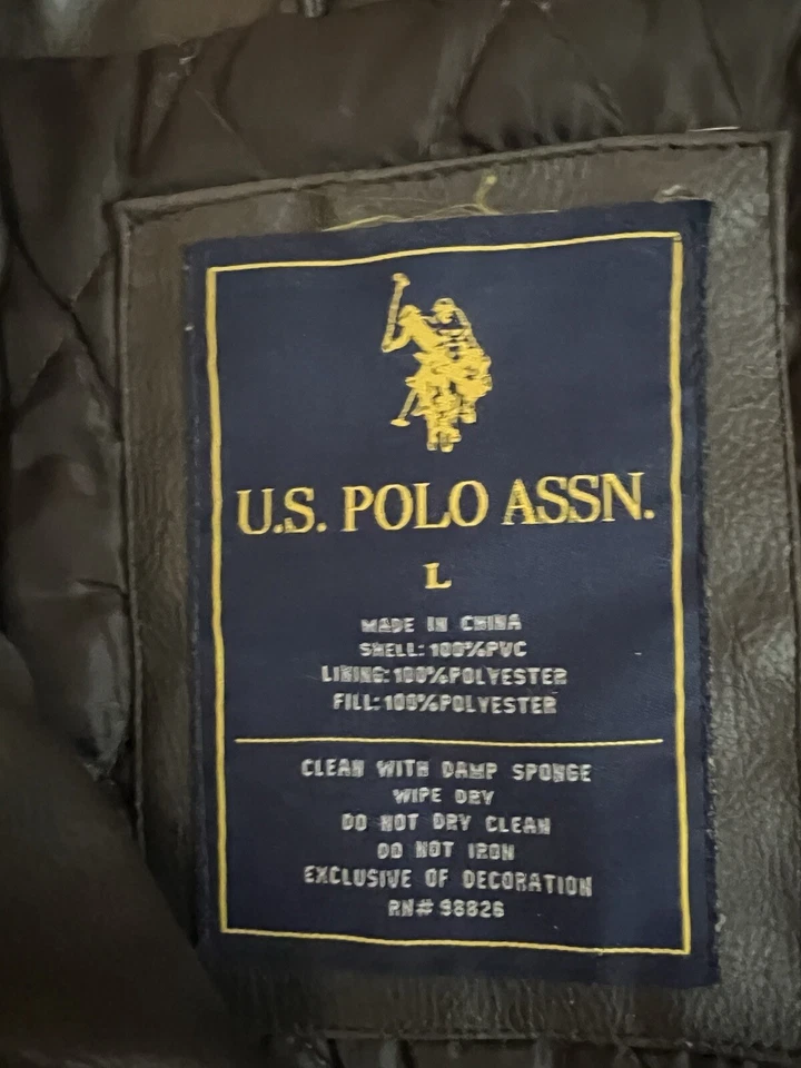 Polo vintage NOS EE. UU. Assn. Chaqueta Bomber Grande Imitación Cuero Años 80 90 Discoteca Foto 2 de 4