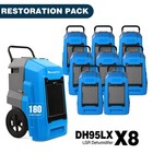 MOUNTO 180-Pint Commercial LGR Dehumidifier, Roto-Molding, Bulk Pack of 8 Units