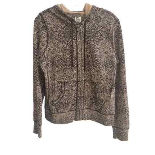 John Robshaw for Lucky Cotton Brown Floral Hoodie Medium  - 第 1/8 張圖片