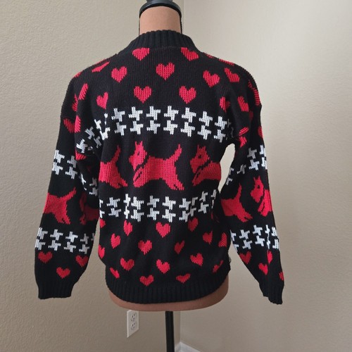 Scottie Dog Hearts Sweater Retro Statement One Size Valentines Dog Love - Picture 5 of 9