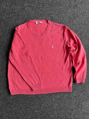 Yves Saint Laurent Knit Sweater Mens Size XL Сoral Rare Colar YSL Jumper 