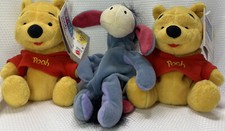 Disney Store Winnie The Pooh Beanie Babies Pooh Plush Toy Lot Of 3 Excellent