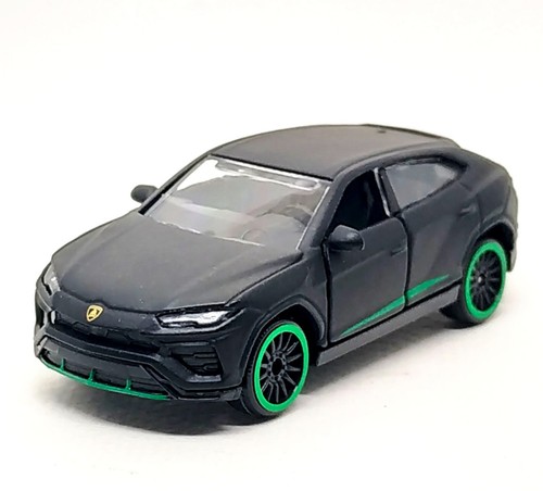 Majorette Lamborghini Urus Matte Black / Green Stripes 1/64 (3") no Package - Picture 4 of 8