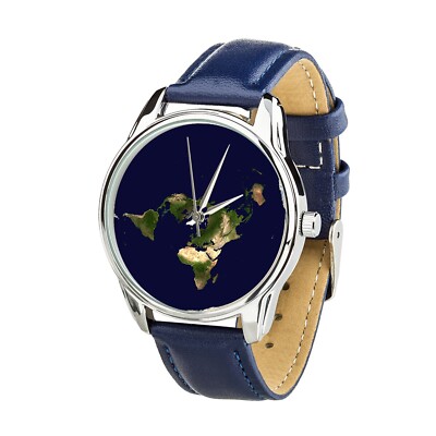 Flat Earth Map Watch, Conspiracy Theory Humor, Quirky Unisex Globe Skeptics Gift