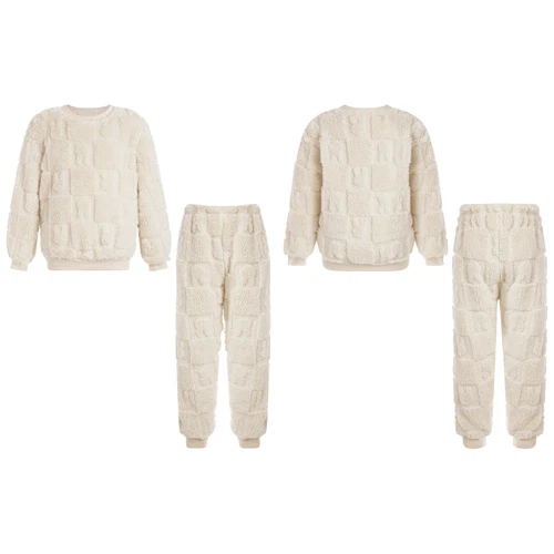 Kids Childrens Warm Fleece Pyjamas Set For Girls Boys Sleepwear 2 Pieces Sets - Bild 21 von 56