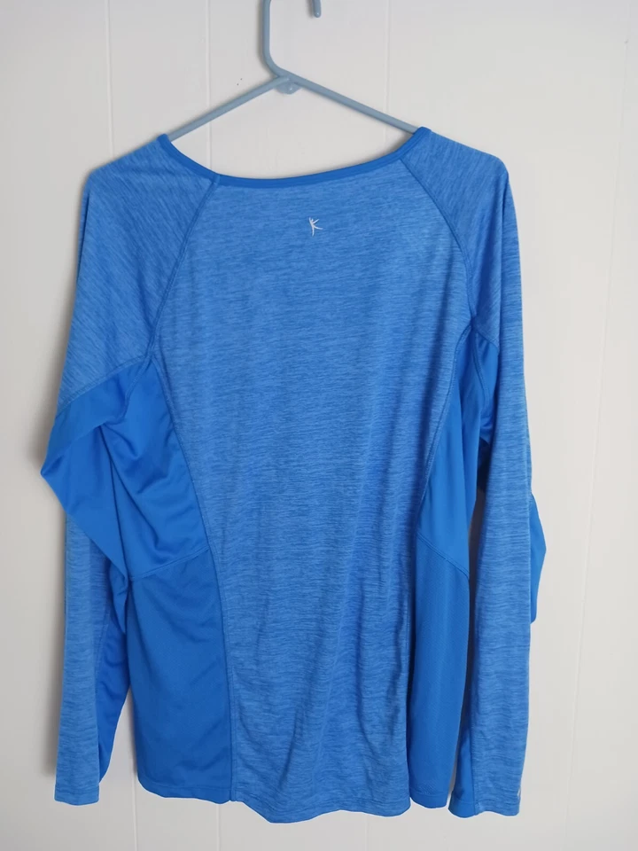 Camisa feminina DANSKIN NOW manga longa respirável azul tamanho XXL  - Imagem 3 de 4