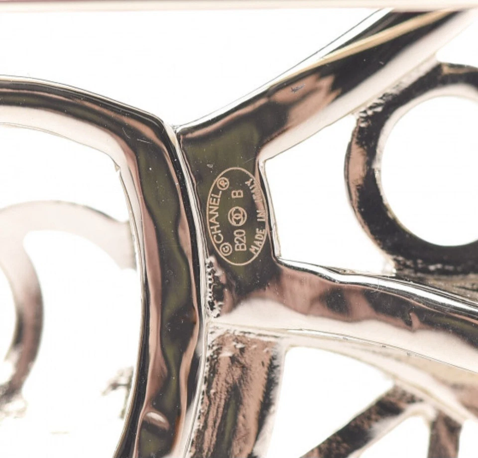 Broche CC Chanel 2020B Champagne Metal Cristal Arco Coco Foto 4 de 4