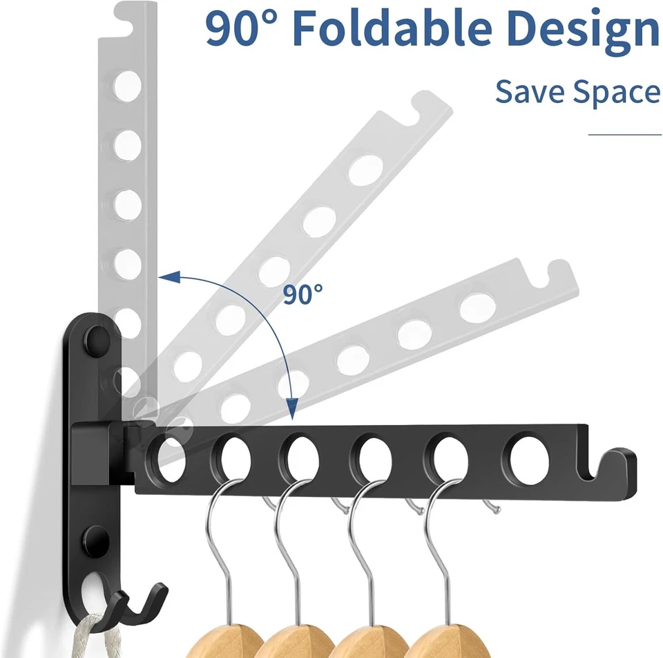 Kleiderhaken Klappbar, Wand Kleiderständer Kleiderlüfter Klappbar Kleiderbügel - Bild 2 von 4