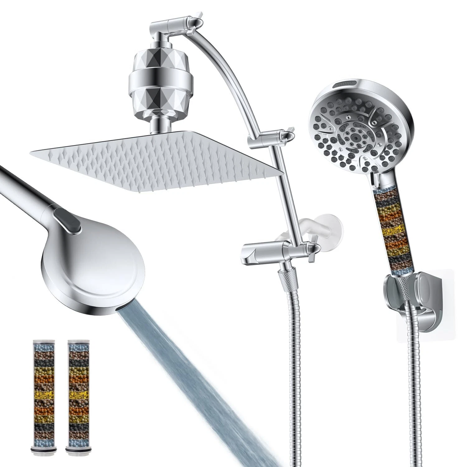 10 inch High Pressure Rain shower head,with handheld combo filtered shower head