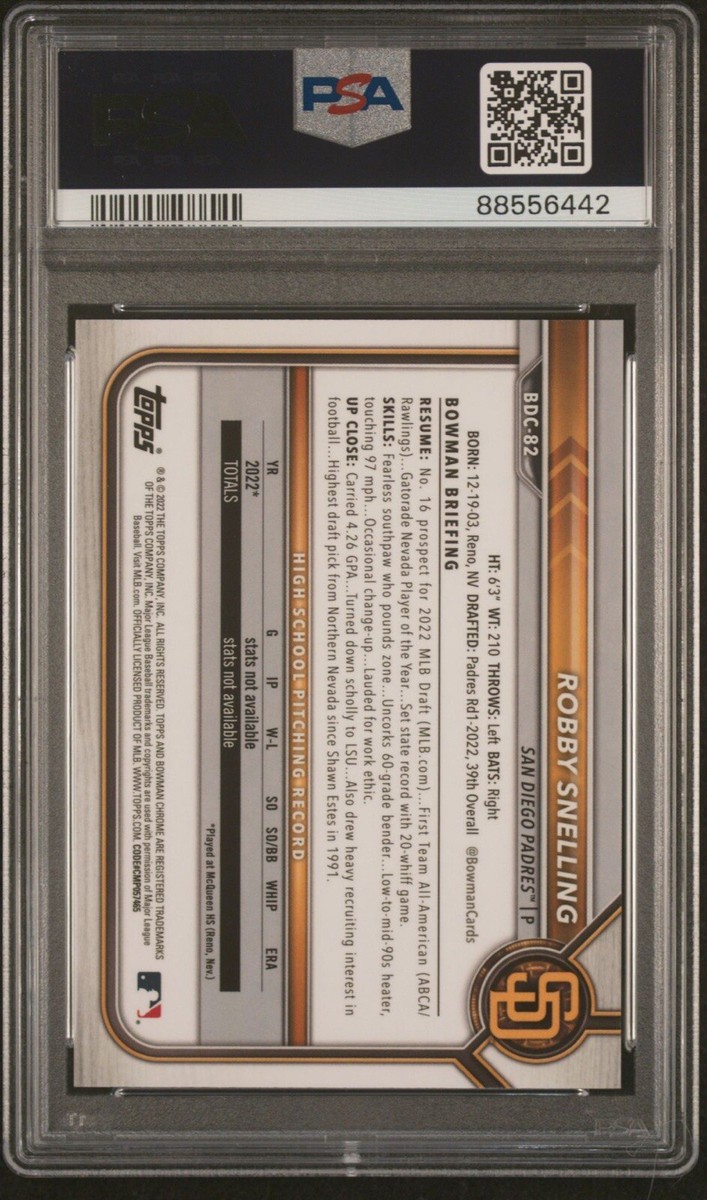 Robby Snelling 2022 Bowman Draft Sapphire #BDC82 - Yellow Robby Snelling 2022 Bowman Draft Sapphire #BDC82 - Yellow