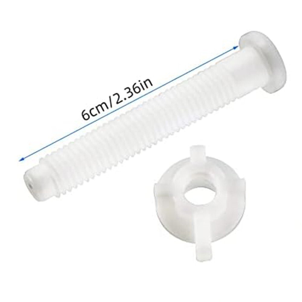 Toilet Seat Hinge Bolt And Screw Kit – Self-Locking Plastic Hardware, 2.36 Inch Screws & 1.06 Inch Nuts, Rust-Resistant, Fits Standard Toilets (2-Pack, White)