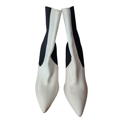Colorblock Faux Leather Knit Bootie