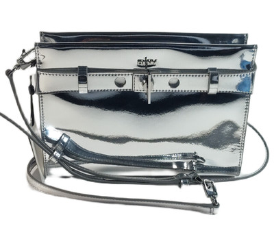 DKNY Bleeker East West Small Metallic Crossbody - Sliver - NWT