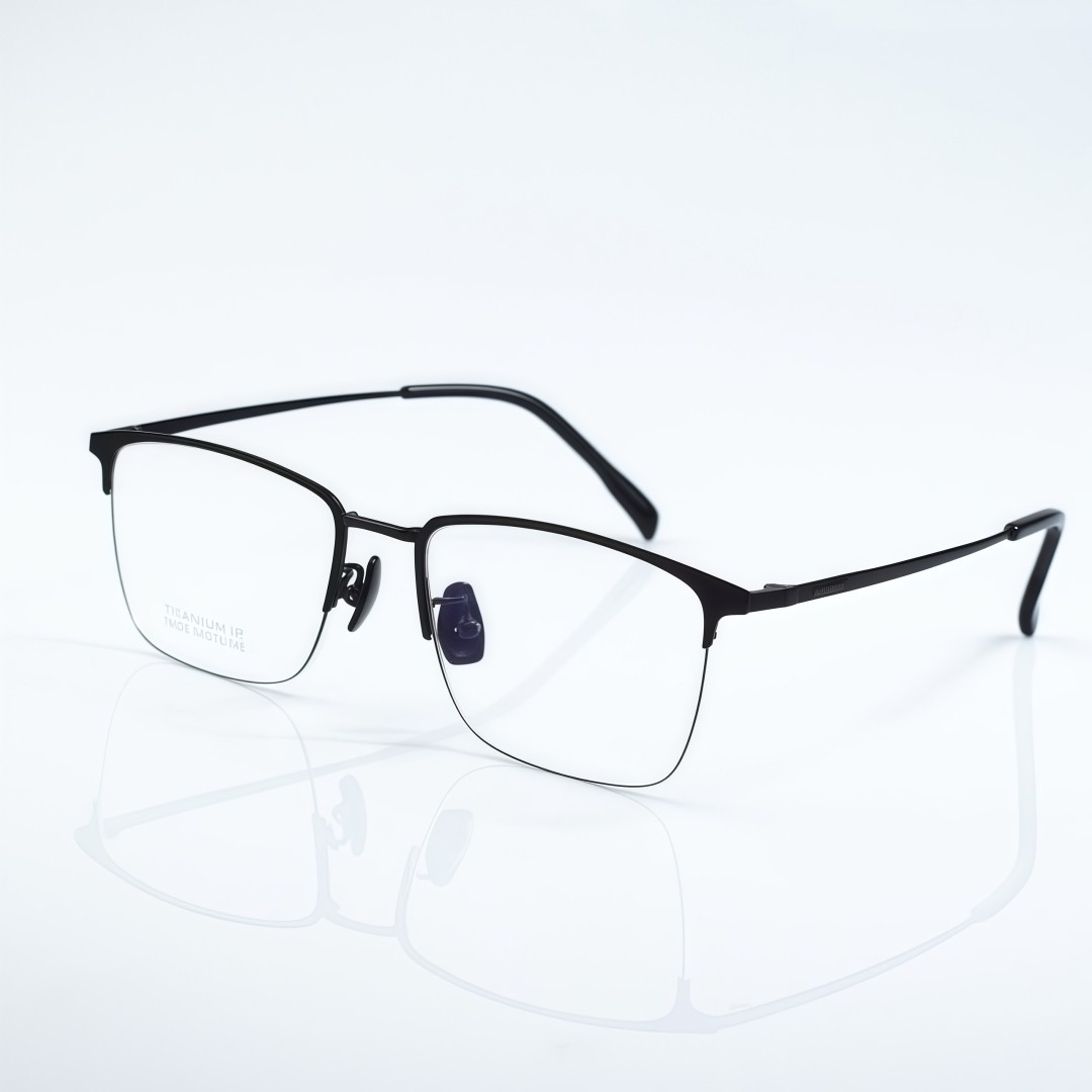 Square Titanium Eyeglasses Frames Lightweight Half Rimless Reading Glasses Men