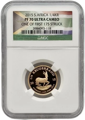 2015 South Africa 1/4 oz Gold Krugerrand Proof NGC PF70 Ultra Cameo