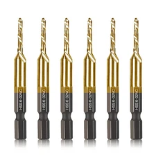 6-pc 6-32NC Combination Drill Tap Bit Set SAE, 6-32NC Thread Size, Titanium C...