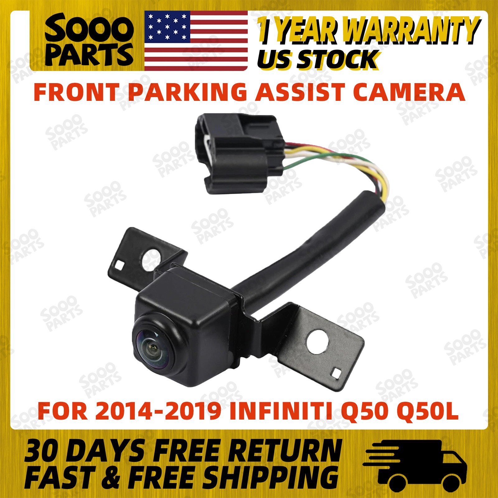 Front Bumper Grille Parking Camera for 2014-2019 INFINITI Q50 Q50L 284F1-4GA1A