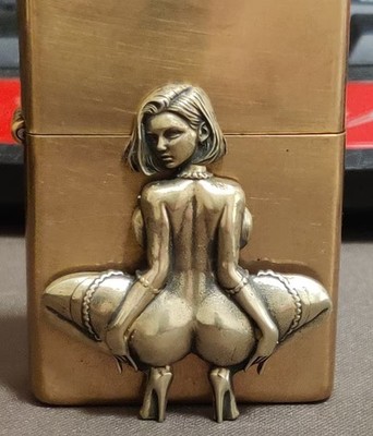 Brass Sexy Squatting Girl Back sticker DIY lighter accessories