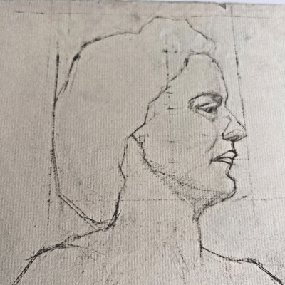 Art Portrait Charcoal Female Nude Sketch 1948 Expressionism study MID CENTURY