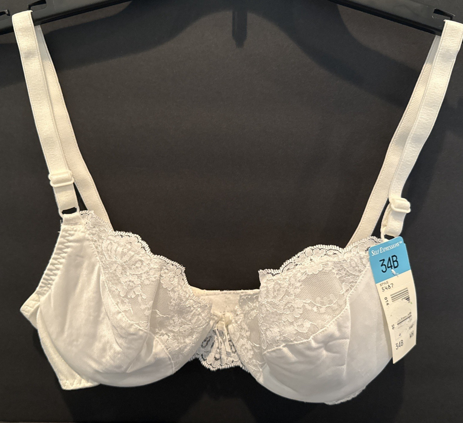 NWT Maidenform Self Expressions White Lace Underwire Lined Bra 34B Style 5487