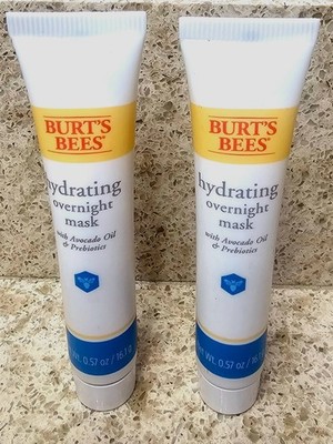 Lot of 2 BURTS BEES Hydrating Overnight Mask w Avocado Oil & Prebiotics 0.57