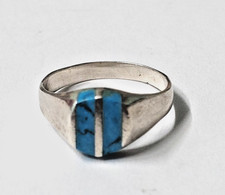 Vintage Mexico Turquoise Sterling Silver Ring - Size 5.75
