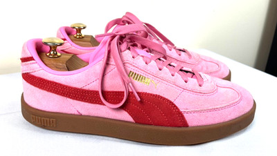 Sz 9.5 - PUMA Club II Era Womens Pink Red Suede Gum Sole Trainer Trendy Sneakers