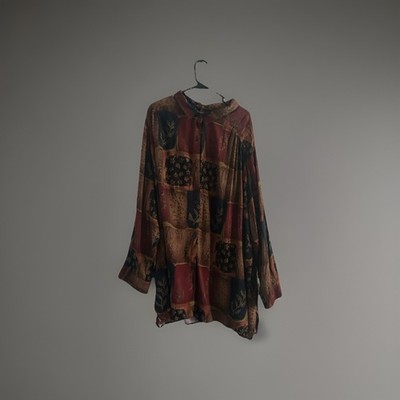 CST Sport 26W Crisp Rich Artistic Red Cotton Paisley Beautiful Blouse Shirt