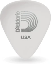 D'Addario White-Color Celluloid Guitar Picks, 10 Pack, Light