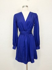 Express Dress Royal Blue Satin Jacquard Small S