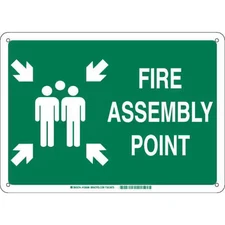 BRADY 139590 Fire Emergency Sign, 14 in Height, 20 in Width, Plastic,
