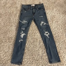 Abercrombie Kids Super Skinny Jeans 13/14 Blue Distressed Rip Stretch Denim