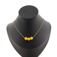 Halskette 3 Perlen Achat Gelb 8 Mm. Kette Stahl Golden Edelstahl Halskette Femm