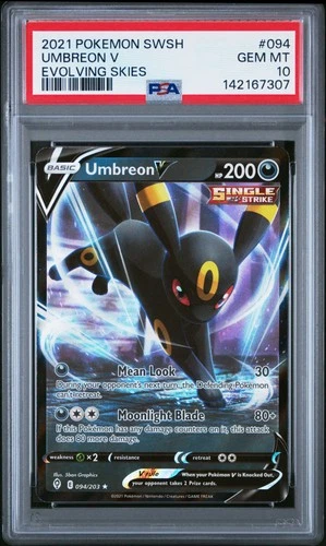 2021 POKEMON SWORD & SHIELD EVOLVING SKIES #094 UMBREON V PSA 10