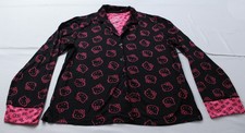 Hello Kitty By Sanrio Women's Notch Collar Jersey Pajama Top EH6 Black Medium