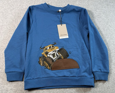 minymo Organic Cotton Sweatshirt Blue Monster Truck Sz 6Y NWT