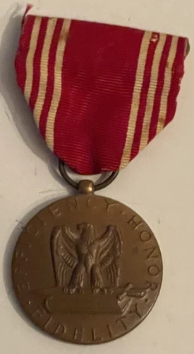 WW2 U.S.military for good conduct metal ribbon pin named! john j. raeke!