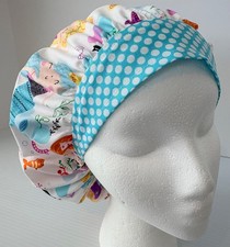 Mermaid print with Polka Dot Band Scrub Hat Small Bouffant Medical Surgery Hat