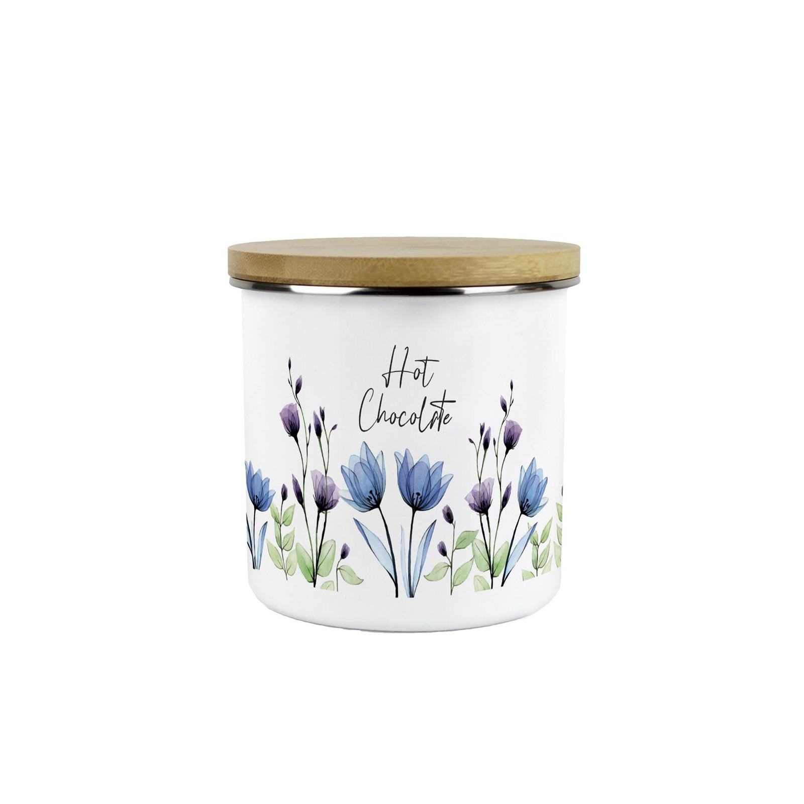 Blooming Lovely Hot Chocolate Canister - Purple Floral 600ml Kitchen Storage