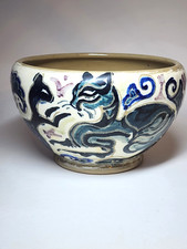 Original Shearwater Pottery Peter & Walter Anderson Cat Family Vase, Incredible!