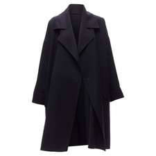 Issey Miyake Double Breasted Wide Cut Cocoon Coat Women Blue L