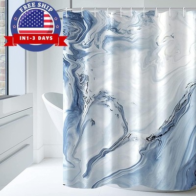 Cortina de bano marmol azul impermeable lavable con ganchos 72x72 pulgadas
